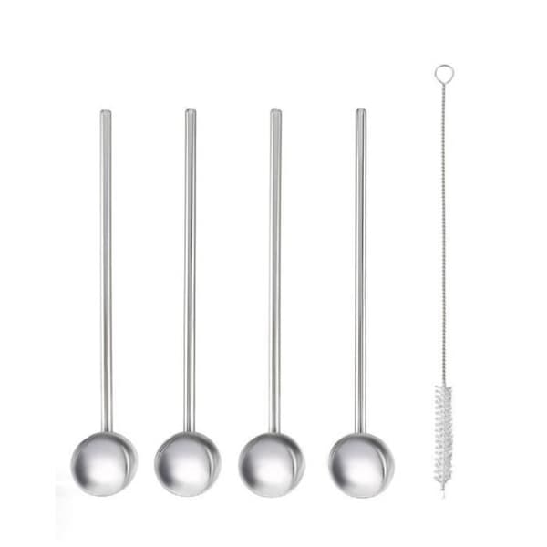 Set med sugrör och cocktailskedar - Metaltex - Rostfritt stål - 5 delar - Återanvändbar - Hållbar