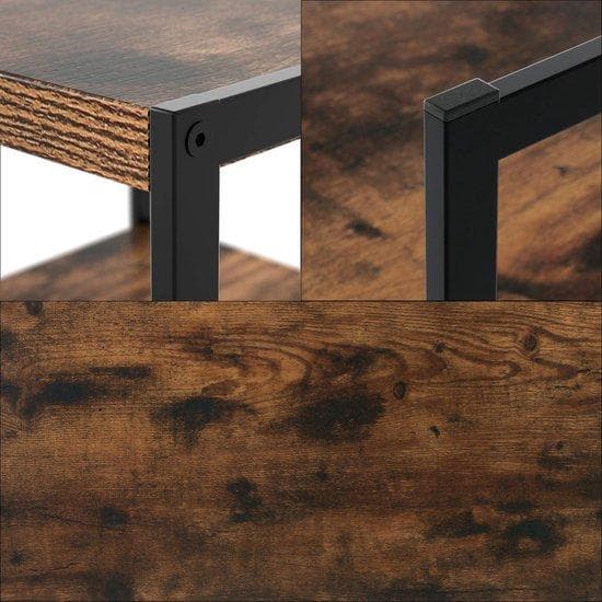 Trä soffbord Industrial - 2 lager - fyrkantigt kaffe - rustikt bord - vintage sidobord - soffbord - industri? Le bord - trä & metall