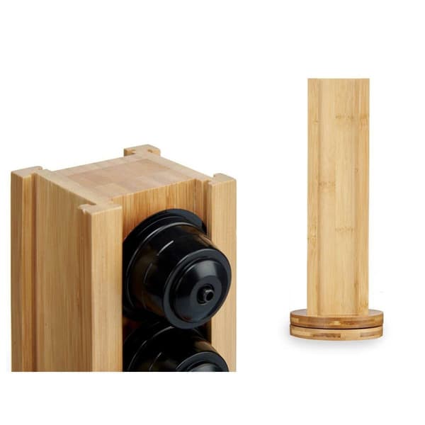 Ställ för 20 kaffekapslar Kinvara KT225036 Bambu 11 x 11 x 34 cm Roterbar (6 antal)