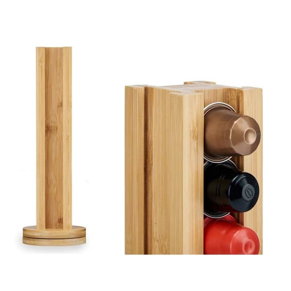 Ställ för 36 kaffekapslar Kinvara CN-KT225036 Bambu 11 x 11 x 34 cm Roterbar (6 antal)