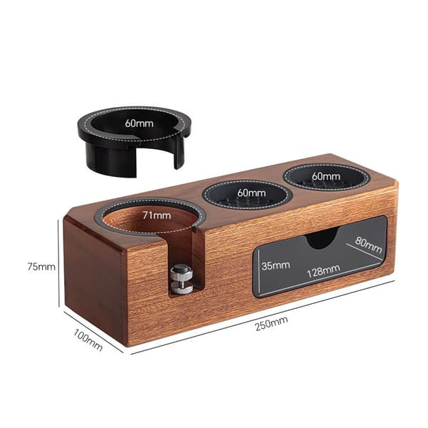 INF Massivt træ kaffe tamper station med skuffe kaffe
