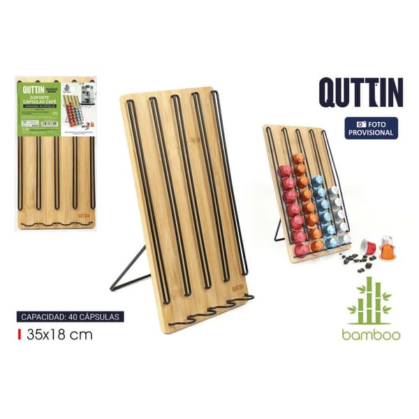 Kapselhållare Quttin Bambu 35 x 18 x 4 cm 40 Kaffekapslar (6 antal)