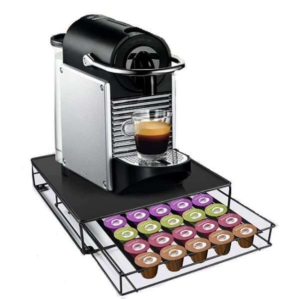 Holder til kaffekapsler DKD Home Decor 28,7 x 32 x 7 cm Sort Metal