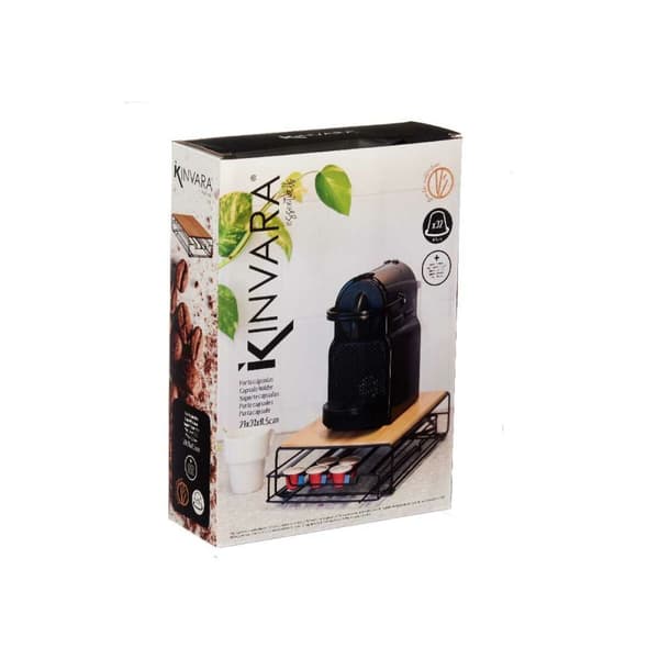 Holder til kaffekapsler Kinvara W6358S-B NESPRESSO L Brun Sort Metal Bambus 21 x 57 x 8,5 cm