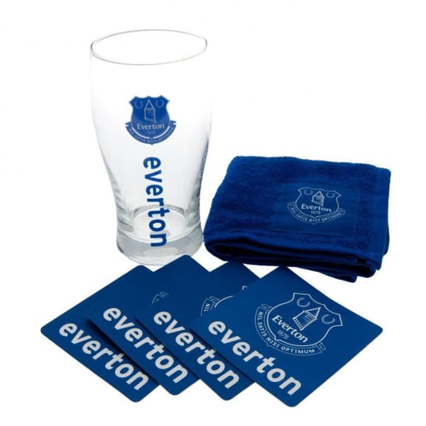 Everton FC Pint Glass Mini Bar Set Blue One Size