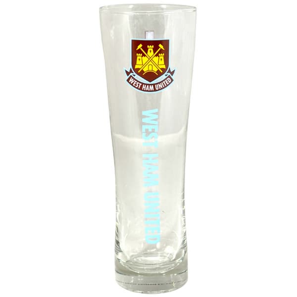 West Ham United FC Officiell Wordmark Football Crest Peroni Pint Glass Clear One Size