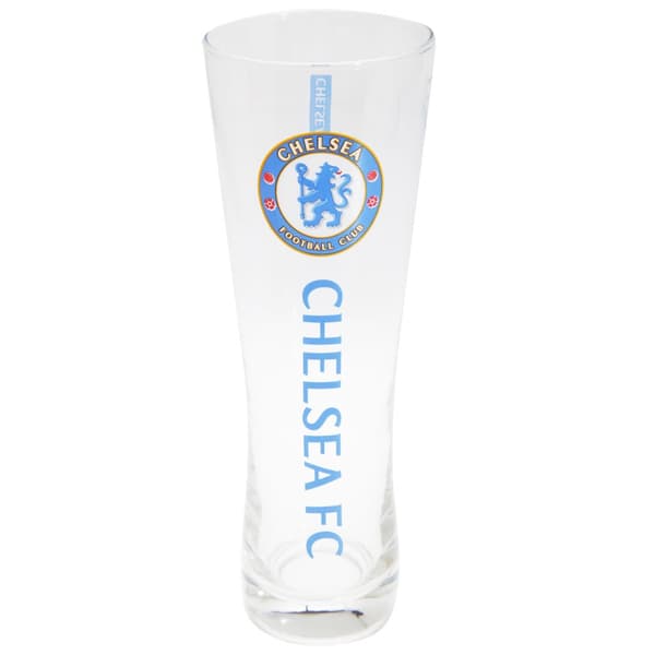 Chelsea FC Official Wordmark Football Crest Peroni Pint Glass Clear/Blue One Size