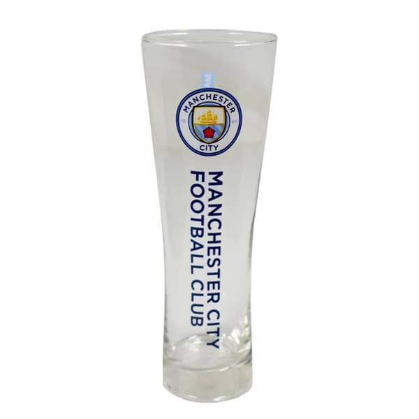 Manchester City FC Officielle Wordmark fodbold Crest Design Peroni Pint Glass Clear One Size