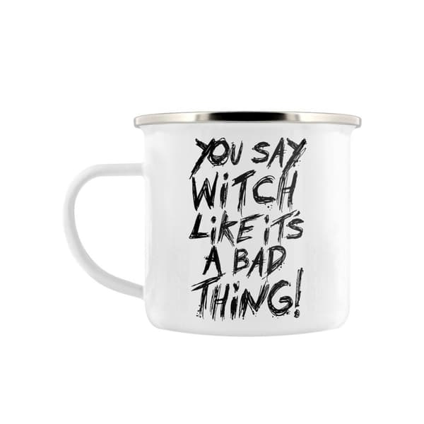 Grindstore Du siger heks, som om det er en dårlig ting! emaljekrus White/Black One Size