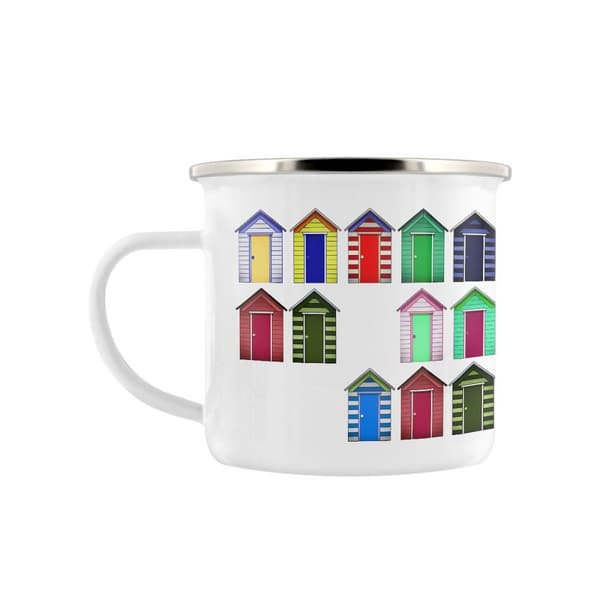 Grindstore Beach Hut Collage Emalje krus White One Size