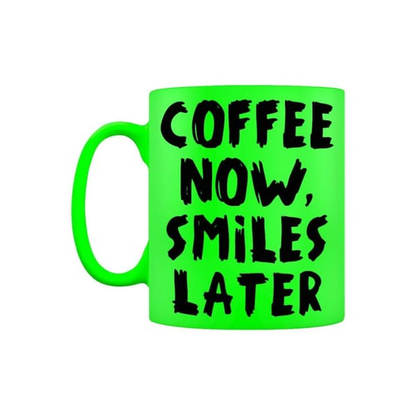 Grindstore Coffee Now Smiles Later Green Neon Mug Green One Size