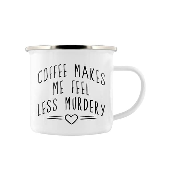 Grindstore Coffee Makes Me Feel Less Murdery Emaljerad mugg