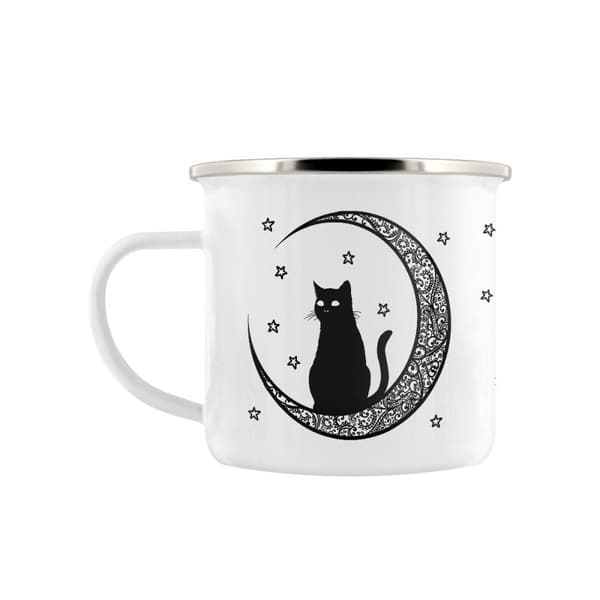 Grindstore Celestial Kitten Emaljeret krus White/Black/Silver One Size