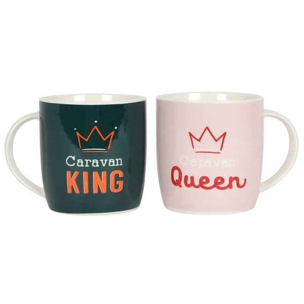 Something Different Caravan konge og dronning krus sæt Dark Green/Light Pink One Size