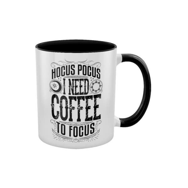 Grindstore Hocus Pocus I Need Coffee To Focus Two Tone Mug White/Black One Size
