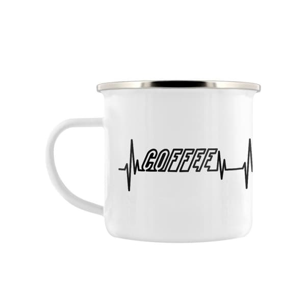 Grindstore My Heart Beats For Coffee Enamelled Mug White/Black One Size