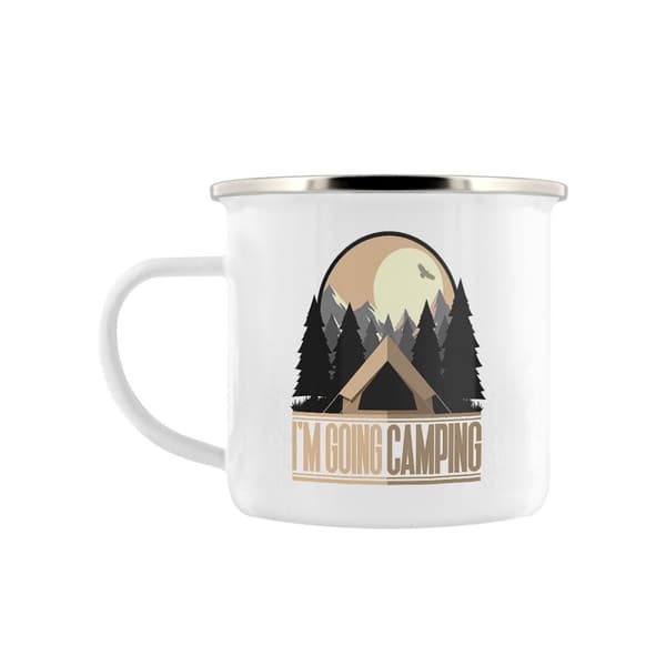 Grindstore Im Going Camping Emaljeret krus White One Size