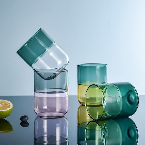 6 stycken handgjorda glas mörkgrön & kristallklar 300 ml Misha