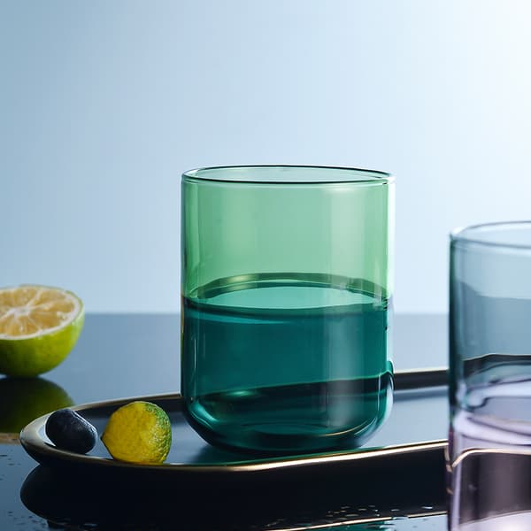 6 stycken handgjorda glas mörkgrön & blå 300 ml Misha