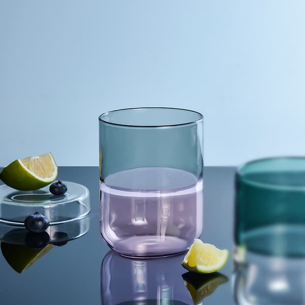 6 stycken handgjorda glas grå & rosa 300 ml Misha