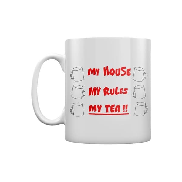 Grindstore Mitt hus Mina regler Mitt te!!! Mug White/Red One Size