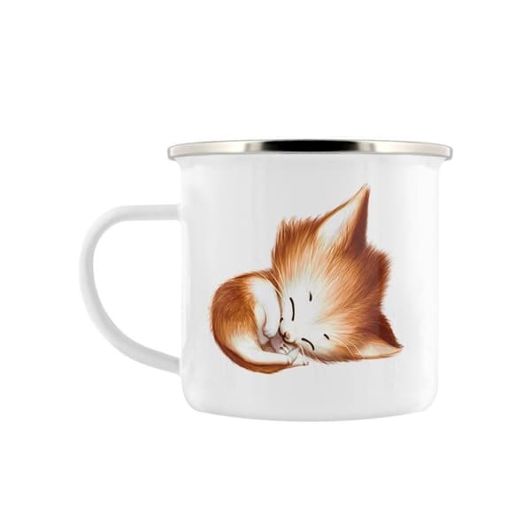 Grindstore Kitsch Kittens Enamel Mug White/Brown One Size