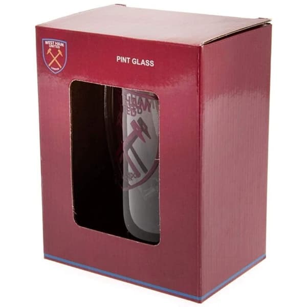 West Ham United FC Crest Glass Beer Stein