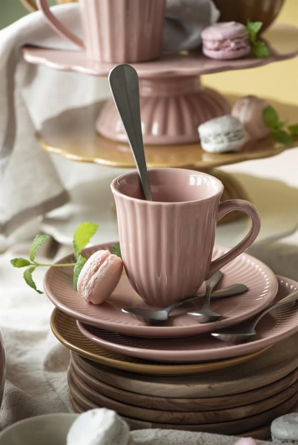 Krus m/riller Mynthe - Coral Almond