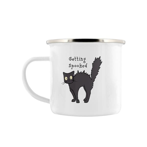 Spooky Cat Att bli spöklik, skapa ett hopkok & ingen rädsla Emaljmugg White/Grey One Size