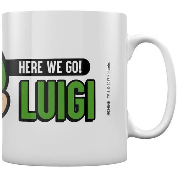 Super Mario Here We Go Luigi Mug White/Black/Green One Size
