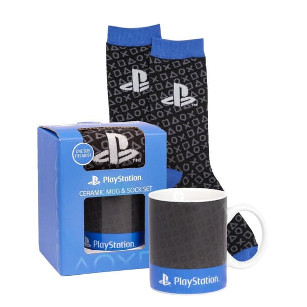 Playstation Set med mugg och strumpor med logotyp för barn/barn Black/Blue/Grey One Size