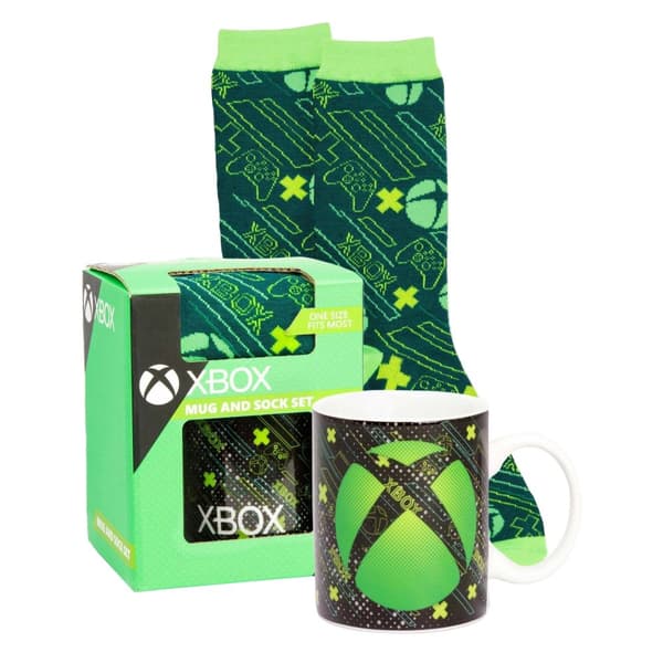 Xbox Childrens/Kids Logo Mug and Sock Set Green One Size