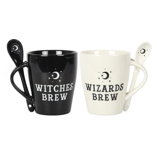 Something Different Witches and Wizards Couple Ceramic Mug Set White/Black One Size