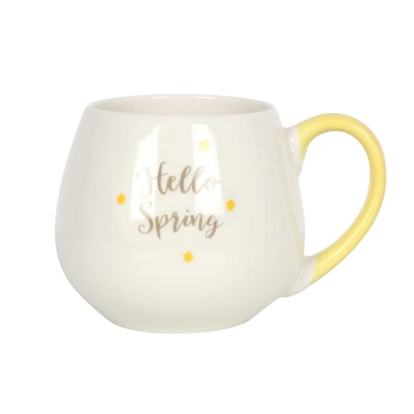 Something Different Hello Spring Round Ceramic Mug White/Yellow One Size