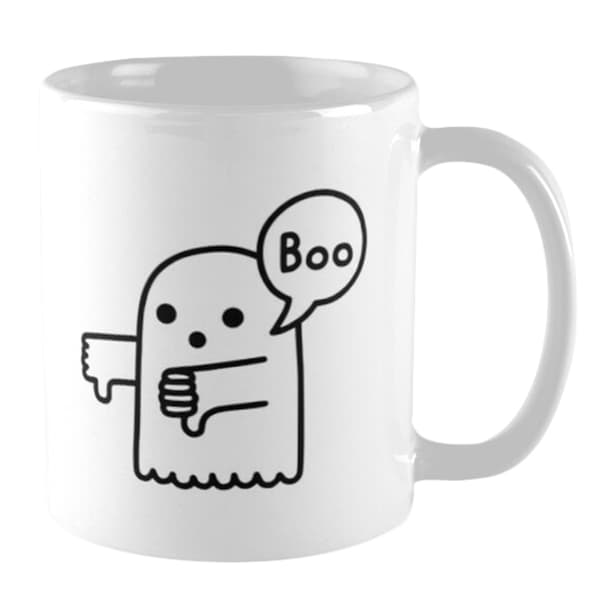 Obinsun Ghost of Disapproval Mug White/Black 12cm x 10.5cm x 8.7cm