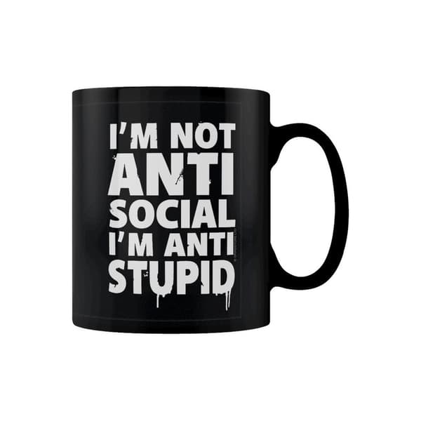 Grindstore Jeg er ikke anti-social, jeg er anti-dumt krus Black/White One Size