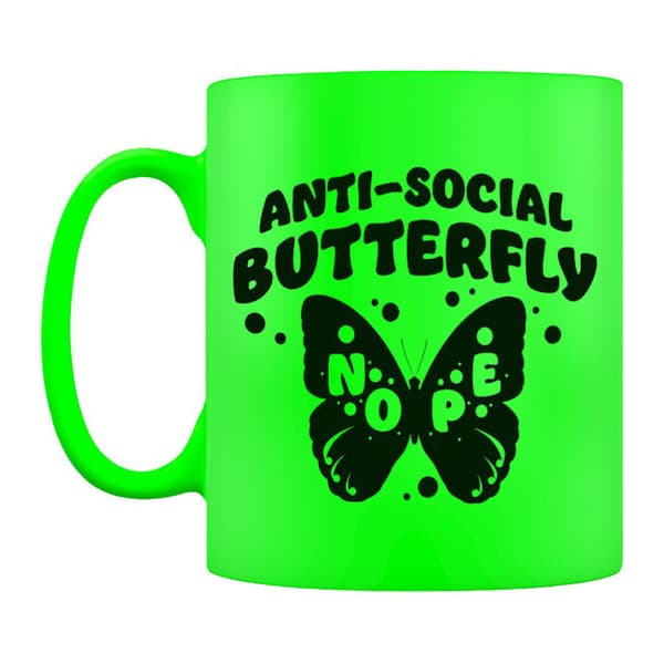 Grindstore Anti-Social Butterfly Neon Mug Green/Black One Size