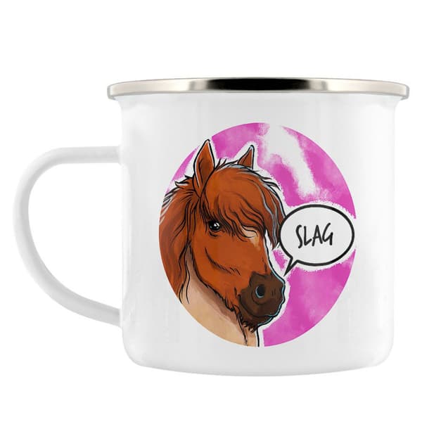 Cute But Abusive Slag Enamel Mug White/Pink/Brown One Size