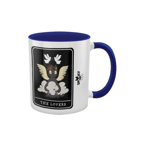 Spooky Cat Døden, Djævelen, de elskende Tarotkrus White/Blue/Black One Size