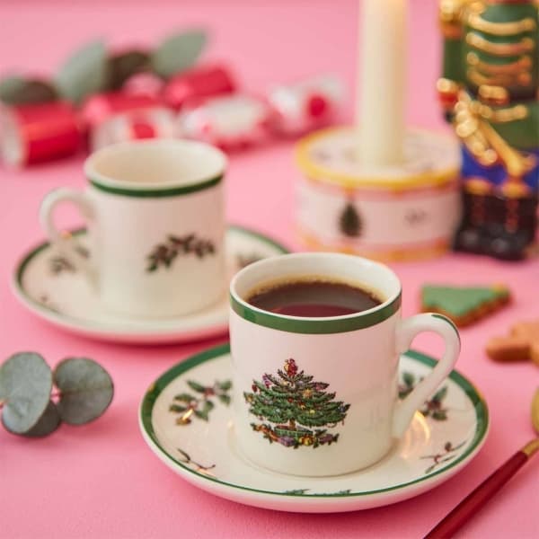 Christmas Tree Espresso Cup & Saucer 9cl, 4-pack - Spode