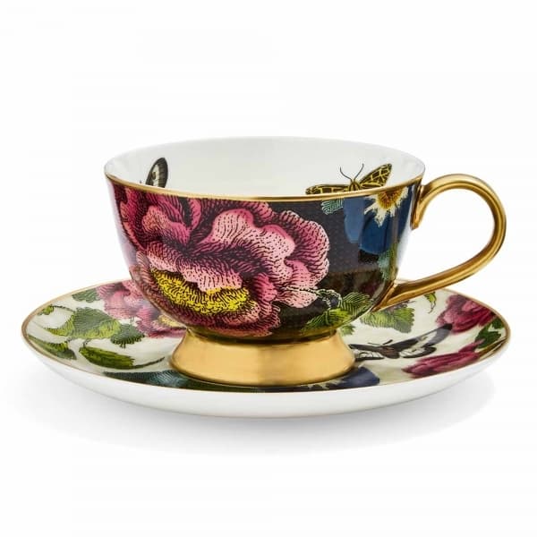 Creatures of Curiosity Tea Cup & Saucer Black, 20cl - Spode