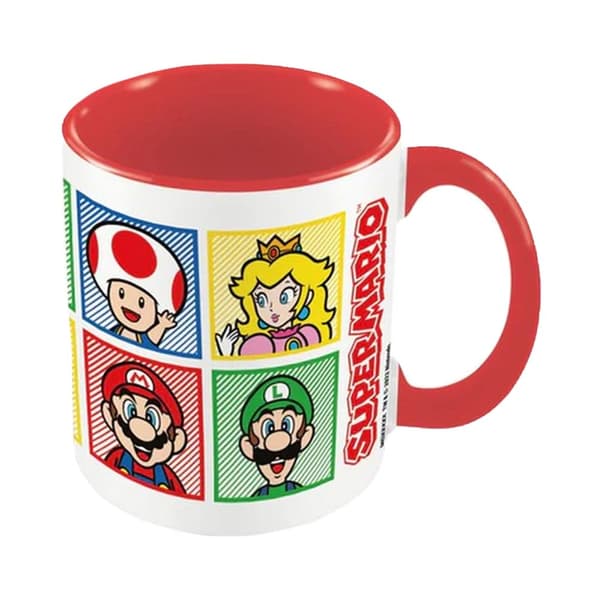Super Mario Indvendigt tofarvet krus White/Red/Yellow One Size