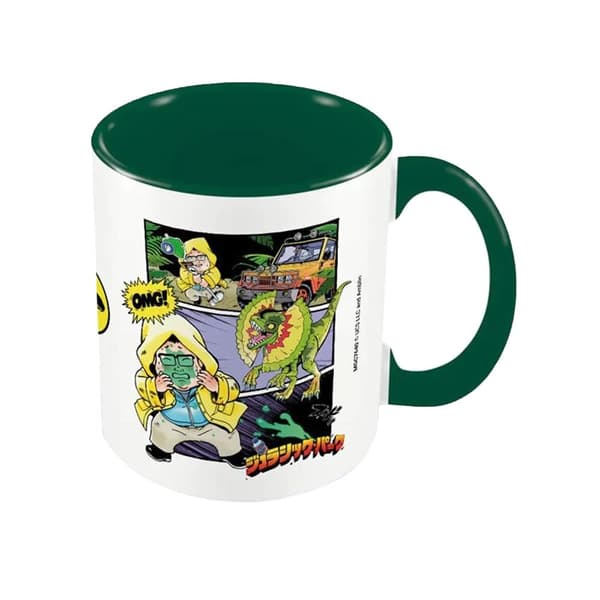 Jurassic Park In Your Face Anime Inner Two Tone Mug Dark Green/White One Size