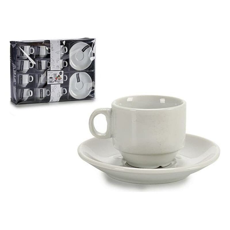 Set med kaffekoppar Vit Porslin (11,8 x 1,6 x 11,8 cm) (12 Delar) (12 Csészék)