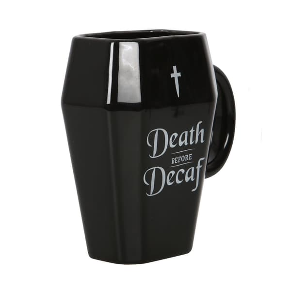 Something Different Death Before Decaf Coffin Mug
