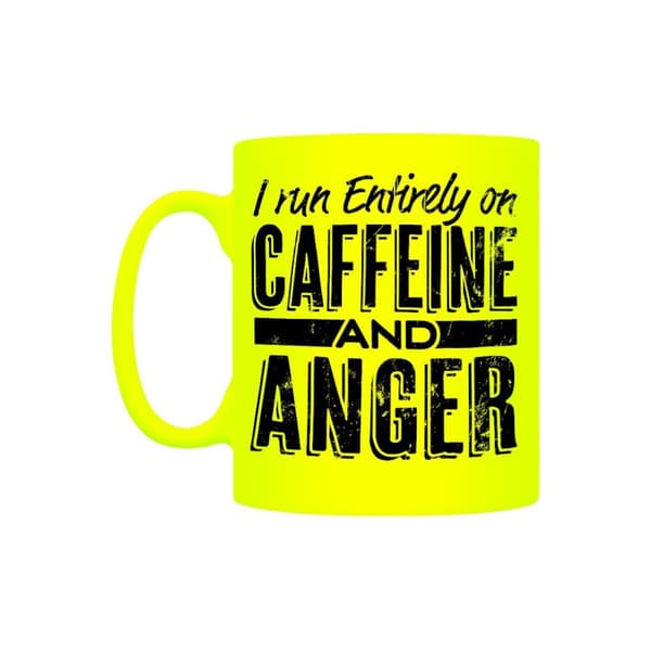 Grindstore Jeg kører udelukkende på koffein og vrede Krus Neon Yellow One Size