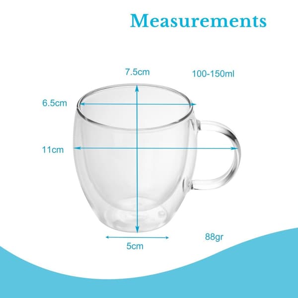 Dubbelväggigt Termiskt Glas Set Borosilikatglas Kaffeeglas Teglas Latte Macchiato Tekoppar Kaffekoppar 100-150ml
