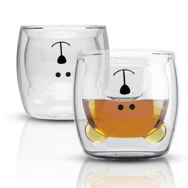 Dubbelväggigt Termiskt Glas Set Borosilikatglas Kaffeglas Teglas Latte Macchiato Tekoppar Kaffekoppar Design av björn 230ml 2x 230ml