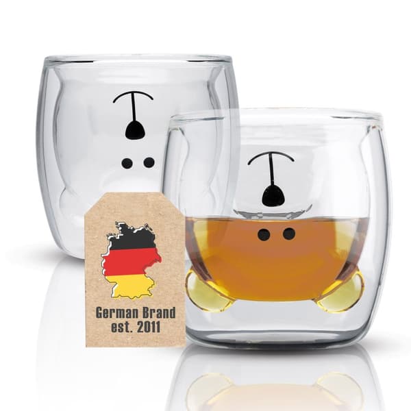 Dubbelväggigt Termiskt Glas Set Borosilikatglas Kaffeglas Teglas Latte Macchiato Tekoppar Kaffekoppar Design av björn 230ml 2x 230ml