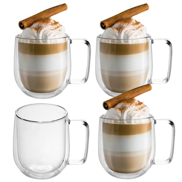 Dubbelväggigt Termiskt Glas Set Borosilikatglas Kaffeglas Teglas Latte Macchiato Tekoppar Kaffekoppar 250ml 4x 250ml